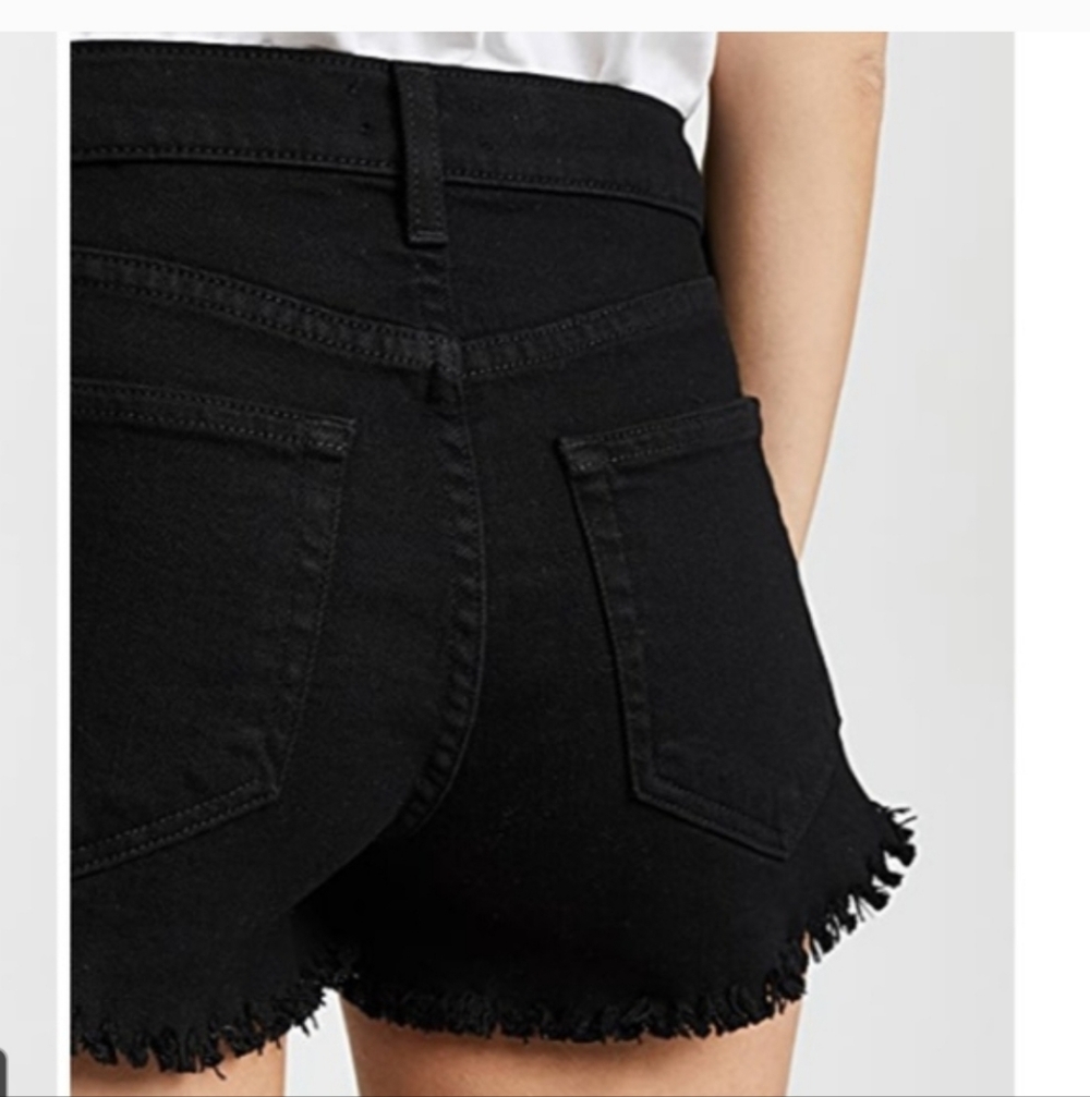 L'AGENCE "Zoe" Black Jean Shorts With Frayed Hem Size 26, New W/O Tags! - Picture 2 of 11